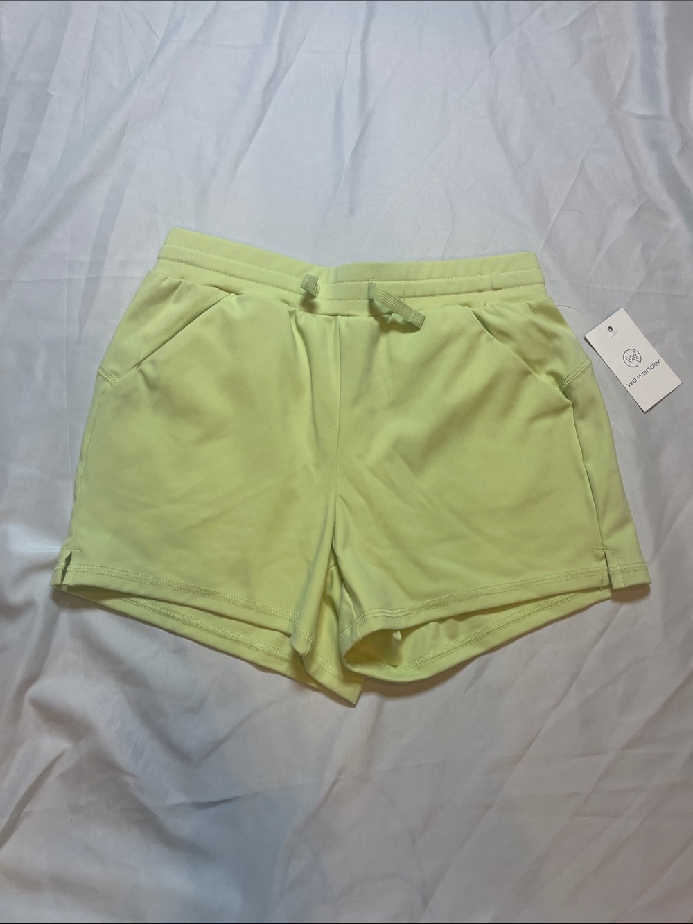 Youth Soft Drawstring Athletic Shorts in Light Yellow